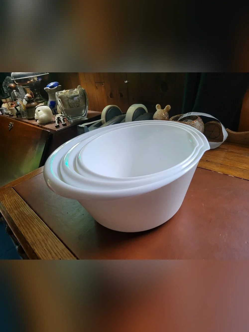 3 White Nesting Mixing Bowls Made In USA